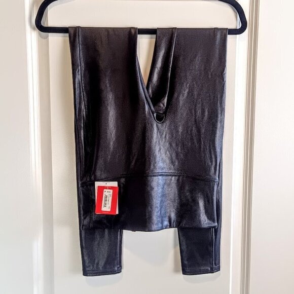 Spanx Black Faux Leather Leggings Med Tall NWT - Picture 2 of 7